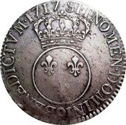 France ECU Louis XV 1717 Numeral 9 KM# 414.25 SIT NOMEN DOMINI 9 BENEDICTVM 1716 coin reverse