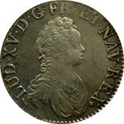France ECU Louis XV 1717 W KM# 414.21 LUD XV D G FR ET NAV REX coin obverse
