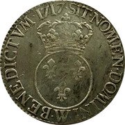 France ECU Louis XV 1717 W KM# 414.21 SIT NOMEN DOMINI W BENEDICTVM 1716 coin reverse
