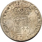 France ECU Louis XV 1718 D KM# 435.6 SIT NOMEN DOMINI D BENEDICTVM 1718 coin reverse France ECU Louis XV 1718 D KM# 435.6 SIT NOMEN DOMINI D BENEDICTVM 1718 coin reverse