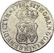 France ECU Louis XV 1718 K KM# 435.11 SIT NOMEN DOMINI K BENEDICTVM 1718 coin reverse France ECU Louis XV 1718 K KM# 435.11 SIT NOMEN DOMINI K BENEDICTVM 1718 coin reverse