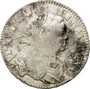 France ECU Louis XV 1718 N KM# 435.14 LVD XV D G FR ET NAV REX coin obverse France ECU Louis XV 1718 N KM# 435.14 LVD XV D G FR ET NAV REX coin obverse