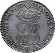 France ECU Louis XV 1718 W KM# 435.22 SIT NOMEN DOM W BENEDICT 1718 LL coin reverse France ECU Louis XV 1718 W KM# 435.22 SIT NOMEN DOM W BENEDICT 1718 LL coin reverse