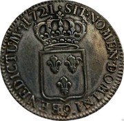 France ECU Louis XV 1721 Numeral 9 KM# 459.25 SIT NOMEN DOMINI 9 BENEDICTUM 1721 coin reverse France ECU Louis XV 1721 Numeral 9 KM# 459.25 SIT NOMEN DOMINI 9 BENEDICTUM 1721 coin reverse