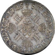 France ECU Louis XV 1725 C KM# 472.5 SIT NOMEN DOM C BENEDICT 1725 coin reverse France ECU Louis XV 1725 C KM# 472.5 SIT NOMEN DOM C BENEDICT 1725 coin reverse