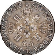 France ECU Louis XV 1725 E KM# 472.7 SIT NOMEN DOM E BENEDICT 1725 coin reverse France ECU Louis XV 1725 E KM# 472.7 SIT NOMEN DOM E BENEDICT 1725 coin reverse