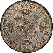 France ECU Louis XV 1725 G KM# 472.8 SIT NOMEN DOM G BENEDICT 1725 LL coin reverse France ECU Louis XV 1725 G KM# 472.8 SIT NOMEN DOM G BENEDICT 1725 LL coin reverse