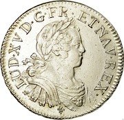 France ECU Louis XV 1725 K KM# 472.11 LVD XV D G FR ET NAV REX coin obverse France ECU Louis XV 1725 K KM# 472.11 LVD XV D G FR ET NAV REX coin obverse