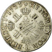 France ECU Louis XV 1725 L KM# 472.12 SIT NOMEN DOM L BENEDICT 1725 LL coin reverse France ECU Louis XV 1725 L KM# 472.12 SIT NOMEN DOM L BENEDICT 1725 LL coin reverse