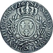 France ECU Louis XV 1726 & KM# 486.27 SIT NOMEN DOMINI & BENEDICTUM 1726 coin reverse France ECU Louis XV 1726 & KM# 486.27 SIT NOMEN DOMINI & BENEDICTUM 1726 coin reverse