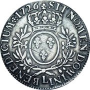 France ECU Louis XV 1726 L KM# 486.12 SIT NOMEN DOMINI L BENEDICTUM 1726 coin reverse France ECU Louis XV 1726 L KM# 486.12 SIT NOMEN DOMINI L BENEDICTUM 1726 coin reverse