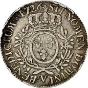 France ECU Louis XV 1726 V KM# 486.21 SIT NOMEN DOMINI V BENEDICTUM 1726 coin reverse France ECU Louis XV 1726 V KM# 486.21 SIT NOMEN DOMINI V BENEDICTUM 1726 coin reverse