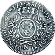 France ECU Louis XV 1728 N KM# 486.14 SIT NOMEN DOMINI N BENEDICTUM 1728 coin reverse France ECU Louis XV 1728 N KM# 486.14 SIT NOMEN DOMINI N BENEDICTUM 1728 coin reverse