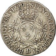 France ECU Louis XV 1729 D KM# 486.6 SIT NOMEN DOMINI D BENEDICTUM 1729 coin reverse France ECU Louis XV 1729 D KM# 486.6 SIT NOMEN DOMINI D BENEDICTUM 1729 coin reverse