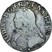 France ECU Louis XV 1734 Cow KM# 487 LUD XV D G FR ET NA RE BD coin obverse France ECU Louis XV 1734 Cow KM# 487 LUD XV D G FR ET NA RE BD coin obverse