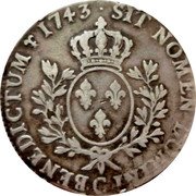 France ECU Louis XV 1743 C KM# 512.5 SIT NOMEN DOMINI C BENEDICTUM 1743 coin reverse