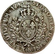 France ECU Louis XV 1745 & KM# 512.26 SIT NOMEN DOMINI & BENEDICTUM 1745 coin reverse France ECU Louis XV 1745 & KM# 512.26 SIT NOMEN DOMINI & BENEDICTUM 1745 coin reverse