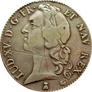 France ECU Louis XV 1746 T KM# 512.20 LUD XV D G FR ET NAV REX coin obverse France ECU Louis XV 1746 T KM# 512.20 LUD XV D G FR ET NAV REX coin obverse