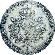 France ECU Louis XV 1760 B KM# 512.3 SIT NOMEN DOMINI B BENEDICTUM 1760 coin reverse France ECU Louis XV 1760 B KM# 512.3 SIT NOMEN DOMINI B BENEDICTUM 1760 coin reverse