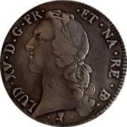 France ECU Louis XV 1763 Cow KM# 518 LUD XV D G FR ET NA RE BD coin obverse France ECU Louis XV 1763 Cow KM# 518 LUD XV D G FR ET NA RE BD coin obverse