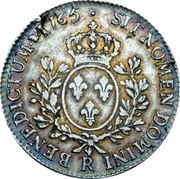 France ECU Louis XV 1765 R KM# 512.18 SIT NOMEN DOMINI R BENEDICTUM 1765 coin reverse France ECU Louis XV 1765 R KM# 512.18 SIT NOMEN DOMINI R BENEDICTUM 1765 coin reverse