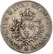 France ECU Louis XV 1772 A KM# 551.1 SIT NOMEN DOMINI A BENEDICTUM 1772 coin reverse France ECU Louis XV 1772 A KM# 551.1 SIT NOMEN DOMINI A BENEDICTUM 1772 coin reverse