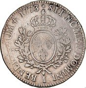 France ECU Louis XV 1773 I KM# 551.7 SIT NOMEN DOMINI I BENEDICTUM 1773 coin reverse France ECU Louis XV 1773 I KM# 551.7 SIT NOMEN DOMINI I BENEDICTUM 1773 coin reverse