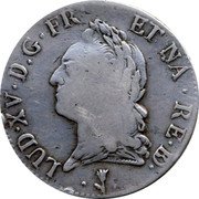 France ECU Louis XV 1774 Cow KM# 555 LUD XV D G FR ET NA RE BD coin obverse