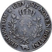 France ECU Louis XV 1774 Cow KM# 555 SIT NOMEN DOMINI BENEDICTUM 1774 coin reverse