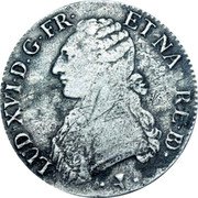 France ECU Louis XVI 1776 Cow (p) KM# 572 LUD XVI D G FR ET NA RE BD B. DUVIV. F. coin obverse France ECU Louis XVI 1776 Cow (p) KM# 572 LUD XVI D G FR ET NA RE BD B. DUVIV. F. coin obverse