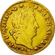 France Louis D'or Louis XIV 1701 W KM# 334.21 LVD XIIII D G FR ET NAV REX 1702 coin obverse