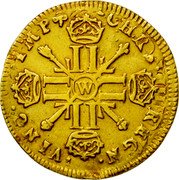 France Louis D'or Louis XIV 1701 W KM# 334.21 CHRS REGN VINC IMP W coin reverse