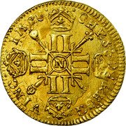 France Louis D'or Louis XIV 1702 N KM# 334.14 CHRS REGN VINC IMP N coin reverse