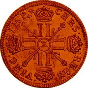 France Louis D'or Louis XIV 1702 X KM# 334.22 CHRS REGN VINC IMP X coin reverse