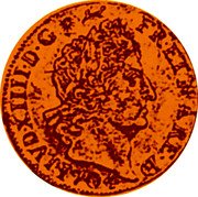 France Louis D'or Louis XIV 1704 Cow KM# 366 LVD XIIII D G FR ET NA RE BD 1704 coin obverse France Louis D'or Louis XIV 1704 Cow KM# 366 LVD XIIII D G FR ET NA RE BD 1704 coin obverse