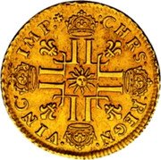 France Louis D'or Louis XIV 1710 E KM# 390.5 CHRS REGN VINC IMP coin reverse France Louis D'or Louis XIV 1710 E KM# 390.5 CHRS REGN VINC IMP coin reverse