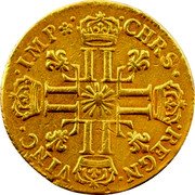 France Louis D'or Louis XIV 1710 Z KM# 390.23 CHRS REGN VINC IMP coin reverse France Louis D'or Louis XIV 1710 Z KM# 390.23 CHRS REGN VINC IMP coin reverse