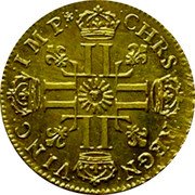 France Louis D'or Louis XIV 1711 A KM# 390.1 CHRS REGN VINC IMP coin reverse France Louis D'or Louis XIV 1711 A KM# 390.1 CHRS REGN VINC IMP coin reverse