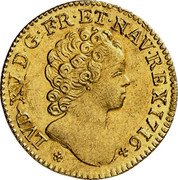 France Louis D'or Louis XV 1716 A KM# 425.1 LVD XV D G FR ET NAV REX 1716 coin obverse