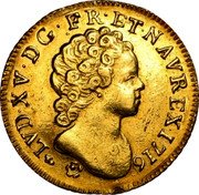 France Louis D'or Louis XV 1716 H KM# 425.6 LVD XV D G FR ET NAV REX 1716 coin obverse