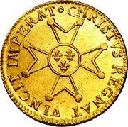 France Louis D'or Louis XV 1718 V KM# 438.17 CHRISTVS REGNAT VINCIT IMPERAT coin reverse France Louis D'or Louis XV 1718 V KM# 438.17 CHRISTVS REGNAT VINCIT IMPERAT coin reverse