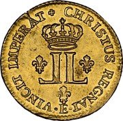 France Louis D'or Louis XV 1722 E KM# 461.7 CHRISTUS REGNAT VINCIT IMPERAT E coin reverse France Louis D'or Louis XV 1722 E KM# 461.7 CHRISTUS REGNAT VINCIT IMPERAT E coin reverse