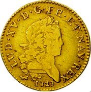 France Louis D'or Louis XV 1723 A KM# 468.1 LUD XV D G FR ET NAV REX 1723 coin obverse France Louis D'or Louis XV 1723 A KM# 468.1 LUD XV D G FR ET NAV REX 1723 coin obverse
