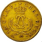 France Louis D'or Louis XV 1723 A KM# 468.1 CHRS REGN VINC IMP A coin reverse France Louis D'or Louis XV 1723 A KM# 468.1 CHRS REGN VINC IMP A coin reverse
