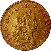 France Louis D'or Louis XV 1724 I KM# 470.9 LUD XV D G FR ET NAV REX 1724 coin obverse France Louis D'or Louis XV 1724 I KM# 470.9 LUD XV D G FR ET NAV REX 1724 coin obverse