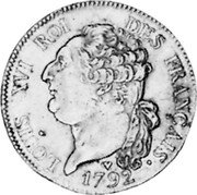 France 1/2 ECU (3 Livres) Louis XVI 1792 BB KM# 614 LOUIS XVI ROI DES FRANCAIS 1792 coin obverse