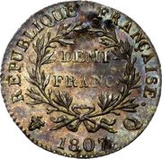 France 1/2 Franc Napoleon I 1807 Q KM# 671.6 REPUBLIQUE FRANÇAISE DEMI FRANC 1807 Q coin reverse France 1/2 Franc Napoleon I 1807 Q KM# 671.6 REPUBLIQUE FRANÇAISE DEMI FRANC 1807 Q coin reverse