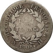 France 1/2 Franc Napoleon I 1808 H KM# 680.5 REPUBLIQUE FRANÇAISE DEMI FRANC 1808 H coin reverse France 1/2 Franc Napoleon I 1808 H KM# 680.5 REPUBLIQUE FRANÇAISE DEMI FRANC 1808 H coin reverse