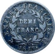 France 1/2 Franc Napoleon I 1811 D KM# 691.5 EMPIRE FRANÇAIS. DEMI FRANC. 1811. D coin reverse France 1/2 Franc Napoleon I 1811 D KM# 691.5 EMPIRE FRANÇAIS. DEMI FRANC. 1811. D coin reverse