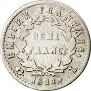 France 1/2 Franc Napoleon I 1811 L KM# 691.9 EMPIRE FRANÇAIS DEMI FRANC 1811 L coin reverse France 1/2 Franc Napoleon I 1811 L KM# 691.9 EMPIRE FRANÇAIS DEMI FRANC 1811 L coin reverse